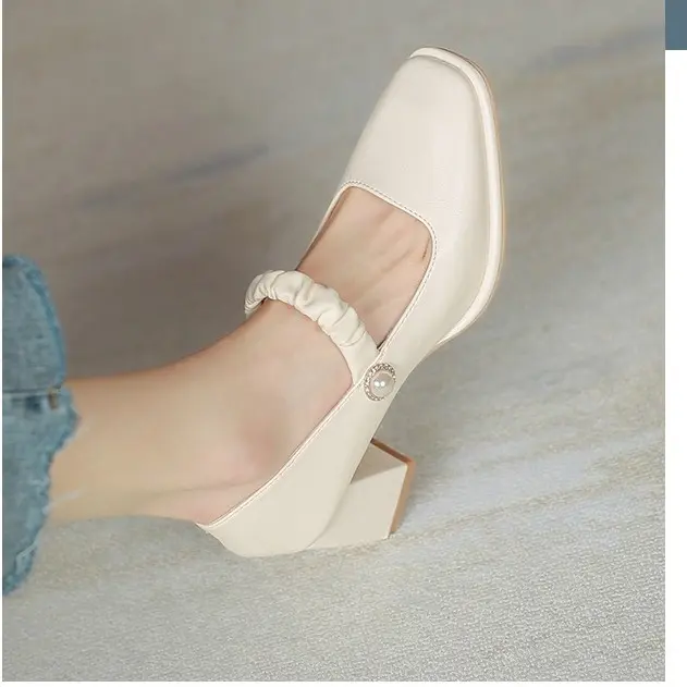JINxCHOY SHOES Fashion basic work shoes with wavy band 6CM high heels outdoor office shopping women's shoes SS24
