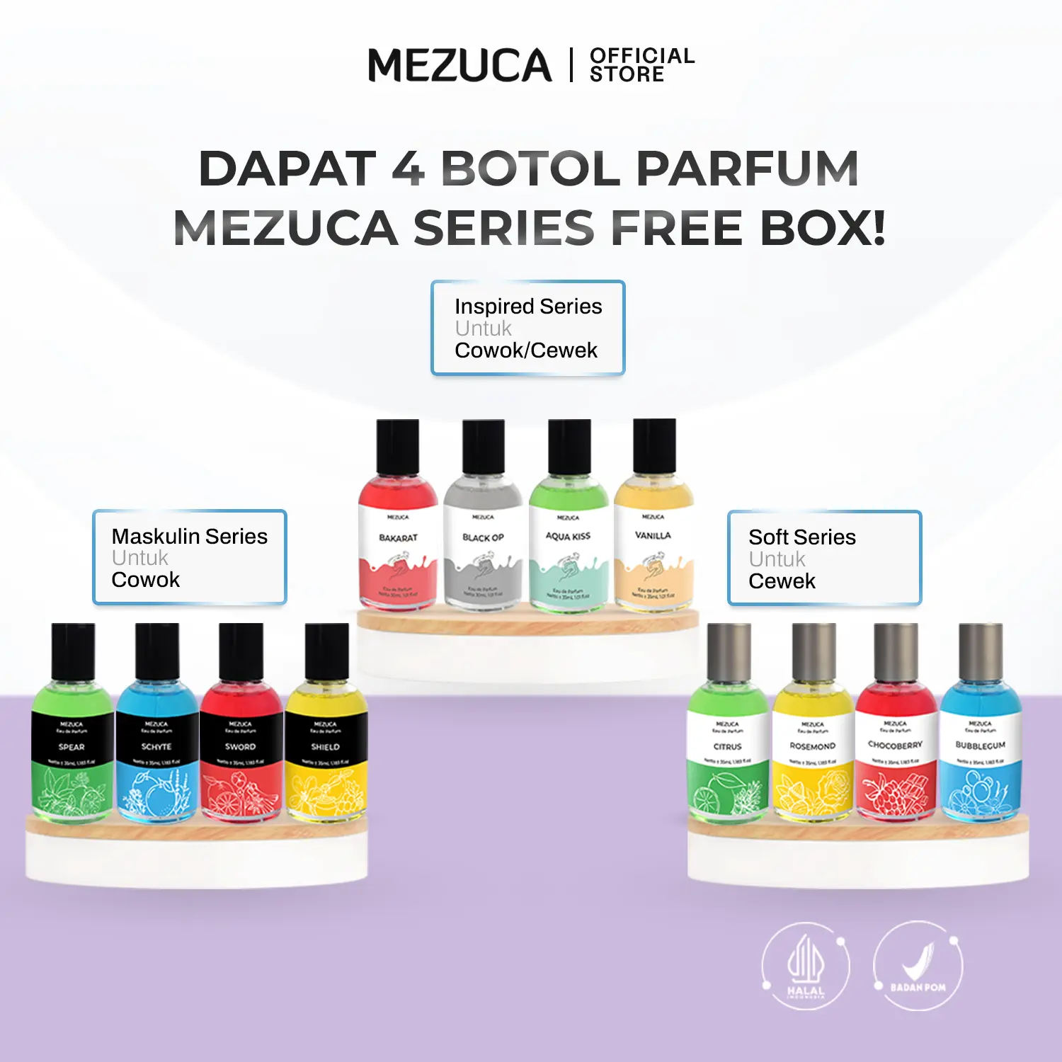 Dapat 4 Botol Parfum Mezuca 35ml Eau De Parfume BPOM Halal Free Box Perfume Bunga