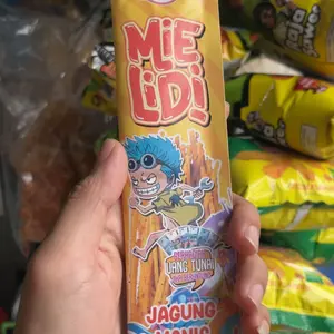 Mie Lidi Karakter Isi 50pcs by Doremi Snack dengan Varian Rasa Original Ayam Bawang Balado Pedas Laut Jagung Manis