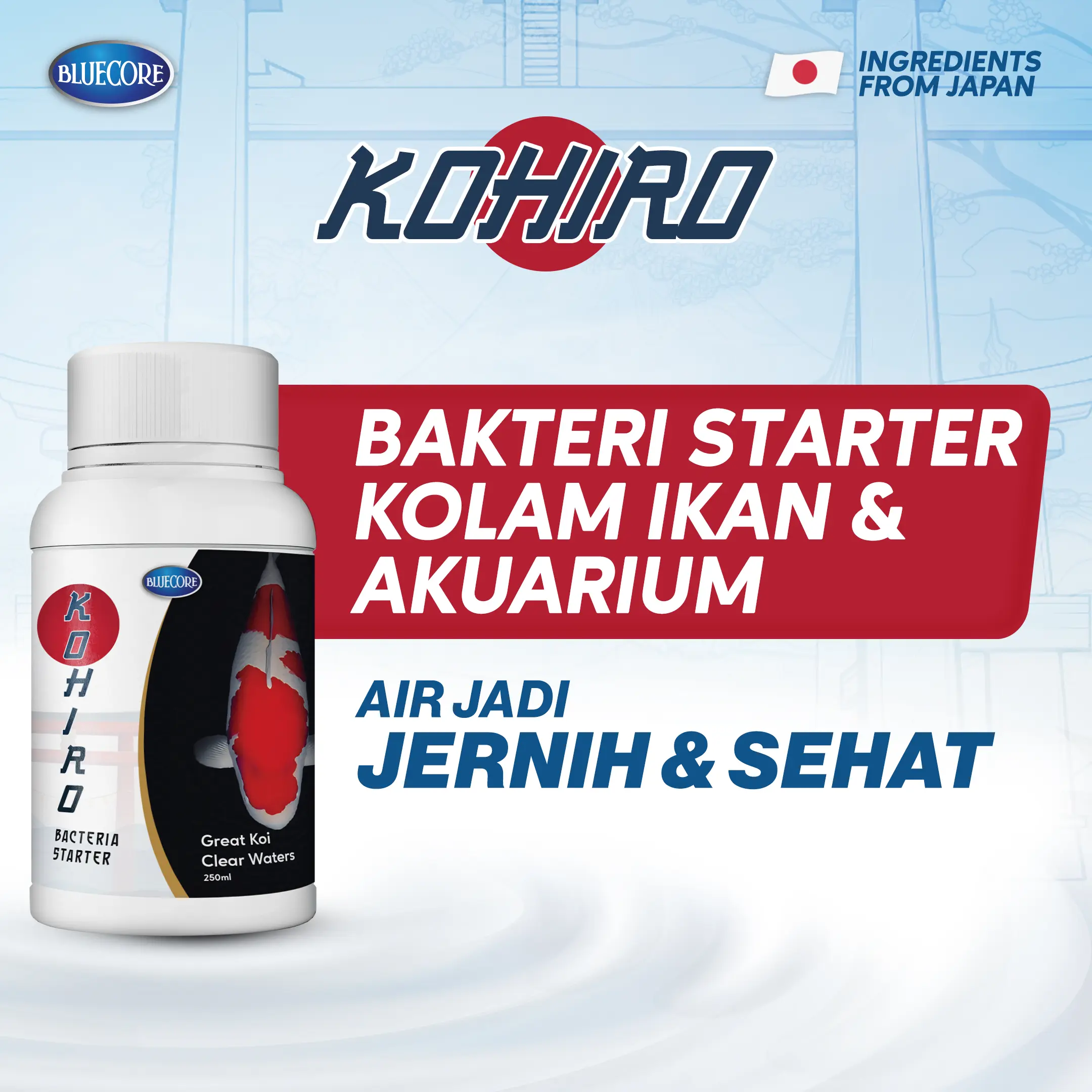 Bluecore Kohiro Bakteri Starter Ikan Aquarium Kolam. Pengurai Amonia, Penjernih Air Aquarium dan Kolam Koi Cocok Untuk Aquascape, Ikan Guppy dan Ikan Hias Koki