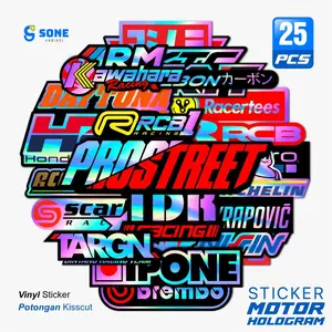 [23-26 Pcs] Stiker Motor Racing Pack Vinyl Hologram Car