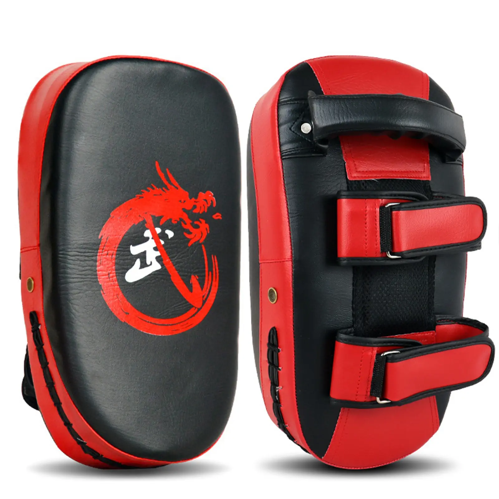 (OBEEITPL) 1PCS Boxing Mitts Training Target Focus Punch Pad Foot Target Pad Curved Boxing Muay Thai Hand Target Wear Resistant Shock-Absorbing Faux Leather Kick Target