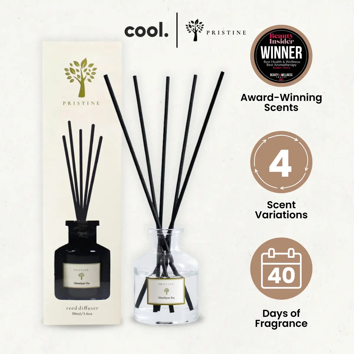 Pristine Signature Scent Reed Diffuser - 50ml | Signature Fragrance For Home, Office, Bedroom, Toilet