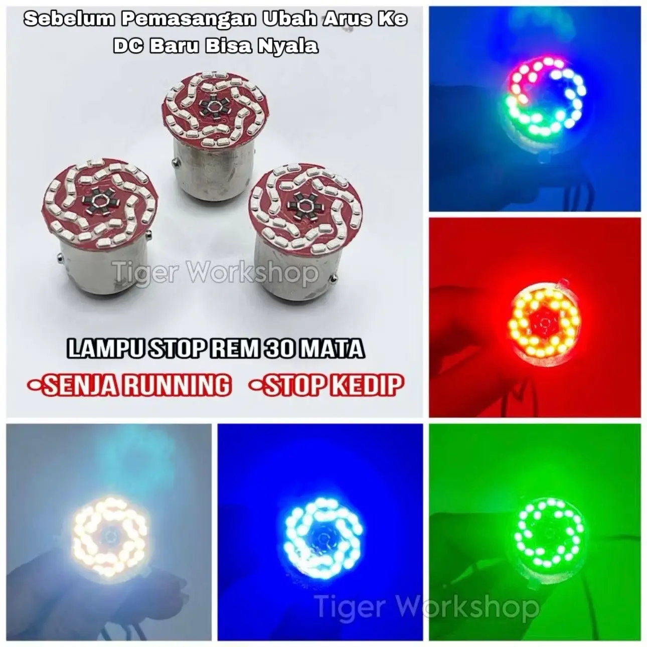 NEW Stop Rem LED RUNNING Socket Bulat Kaki 2 Rem Kedip Senja Running Stop Rem Pendek