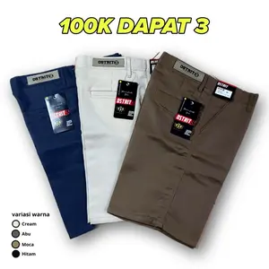 100 Dapet 3pcs Celana Pendek Chinos Drill Non Strech Katun Polos Tidak melar Pria Santai Casual Shorts