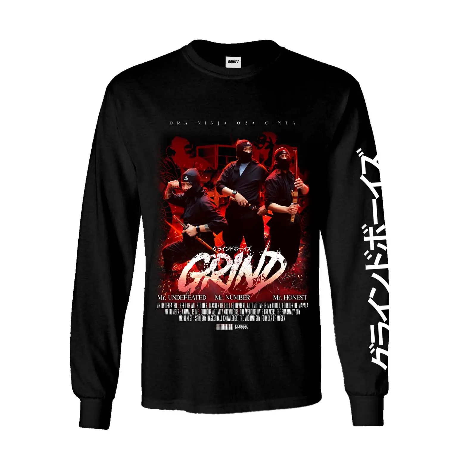 SEKUT WEAR - GRINDBOYS NINJA BLACK LONGSLEEVE