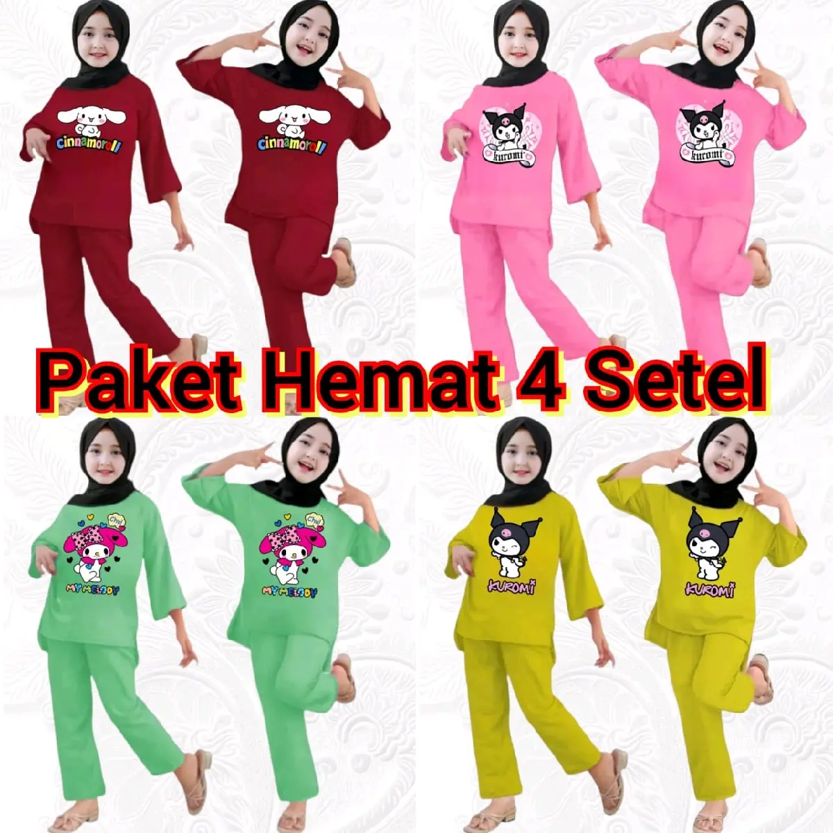 4 Pcs SETELAN ANAK BEBYTERI USIA 2-12 Thn PAKET 4 SETEL