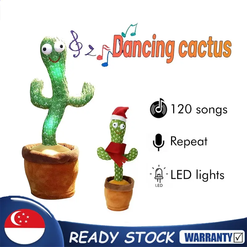 SG [READY STOCK] READY STOCK Dancing Cactus Plush Toys Electronic Shake Dancing Cactus Early Education Toys