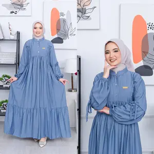 ZAFIRA DRESS Gamis Busui Wudhu Friendly Polo Linen Aksen Ruffle Cantik Modis