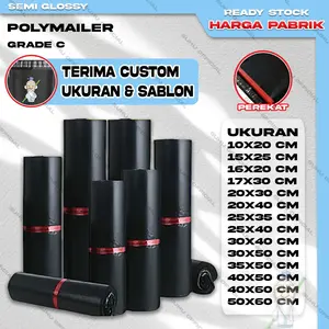 Plastik Packing Polymailer Kantong Packing Olshop Lem isi 100 HITAM