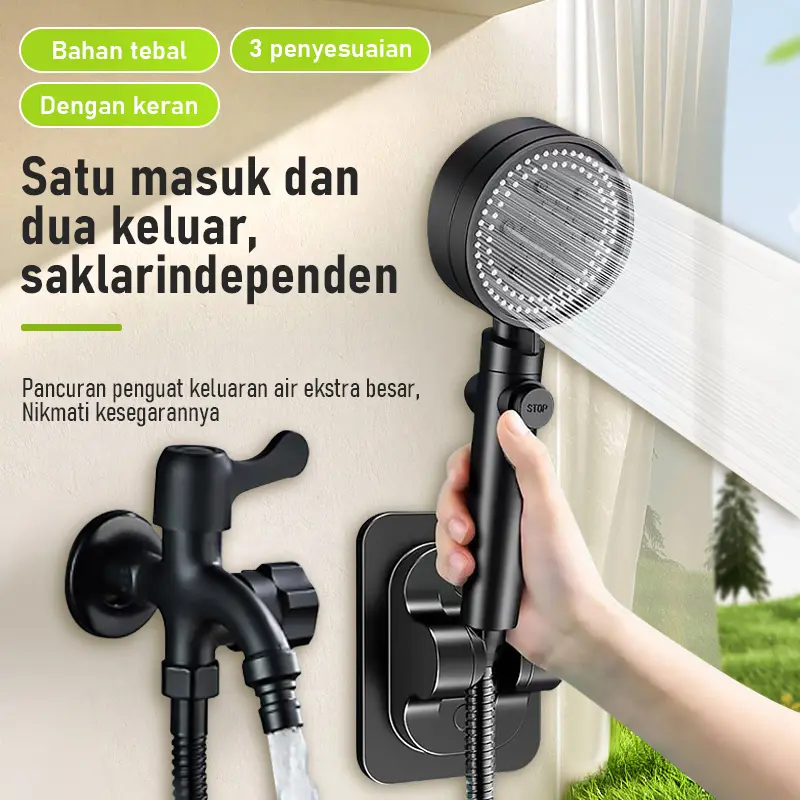 Kepala Shower Mandi Hitam Premium  5 Mode Air Shower set Head Shower Handheld Shower Kamar Mandi