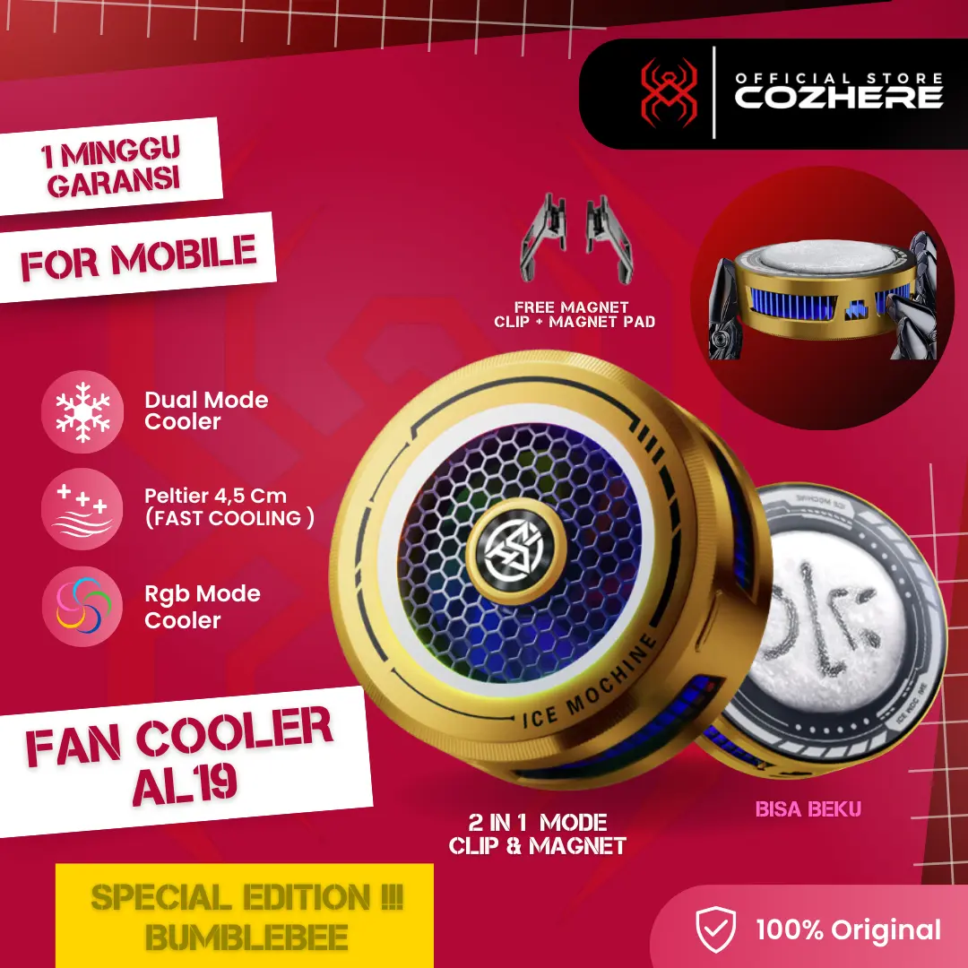 COZHERE Fan Cooler AL19 BUMBLEBEE Pendingin Kipas Hp Gaming Special Edition FunCooler For Mobile Phone Universal Android IOS