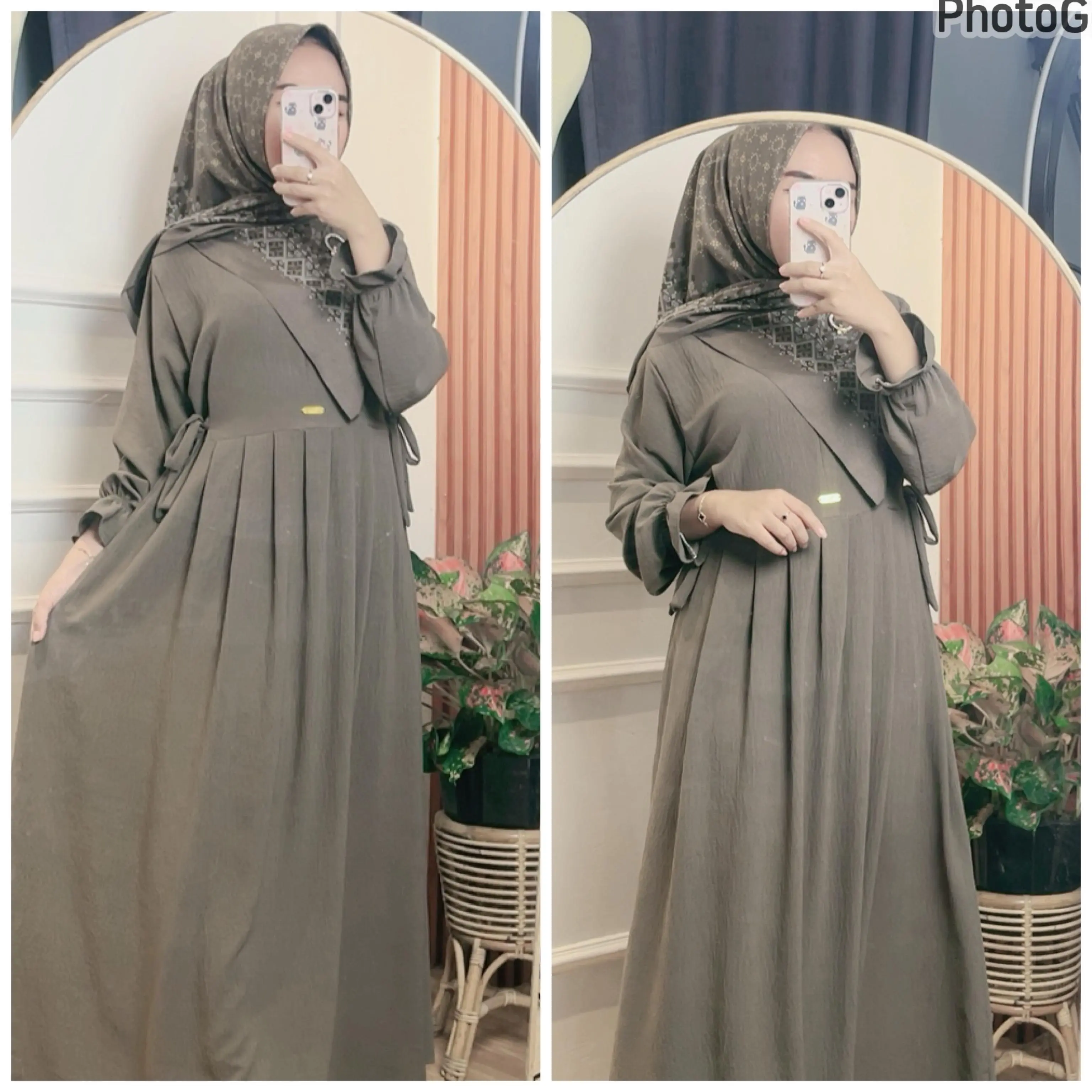 Nikita Dress Muslim Gamis Crinkle Airflow//Busui//LD -+120Cm