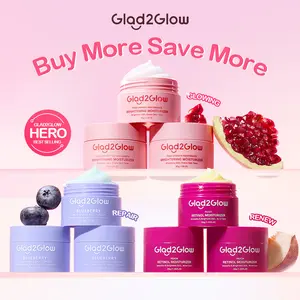 【3PCS】Glad2Glow Moisturizer 3pcs Paket Skincare -ACNE KIT GLOWING KIT Dark Spot Gift Set Berjerawat Ceramide Exfoliating Mencerahkan Pencerah Wajah Arbutin Hitam Niacinamide Cooling Komedo Kusam Pha Vitamin Acid Kering | day cream tone cream wajah