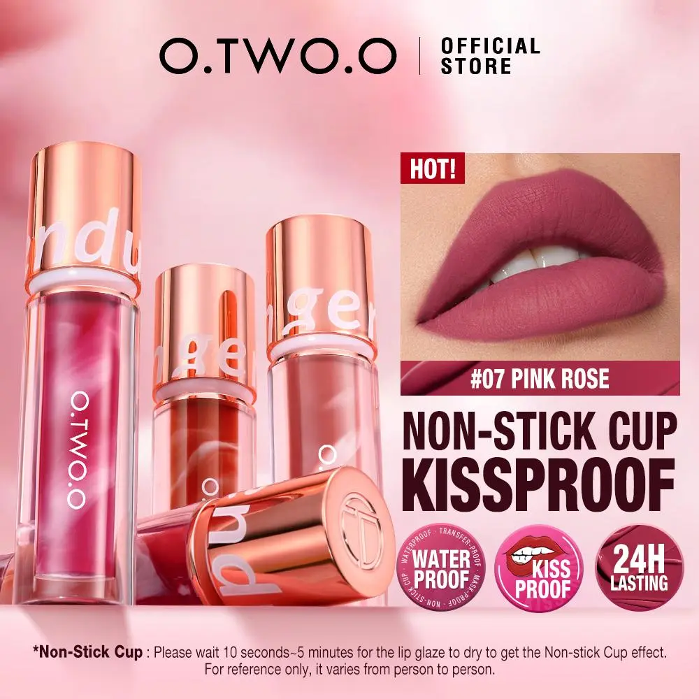 O.TWO.O Lip Tint Matte Ultra Stay Lolepop Lipgloss Waterproof NON-STICK CUP(Need to Wait For Drying) Lip Smooth Lightweight  Makeup High Pigmentation