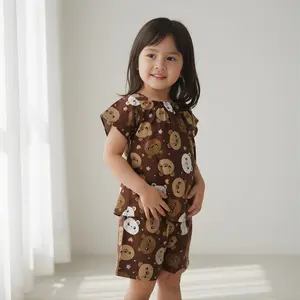 Setelan Rayon Anak Motif Bunga Lembut & Nyaman untuk Aktivitas Sehari-hari Baju Anak Perempuan dengan Desain Cantik