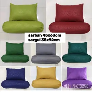 SARUNG BANTAL DAN SARUNG GULING KATUN HALUS POLOS EMBOS SARBAN 45x63cm SARGUL 35x92cm