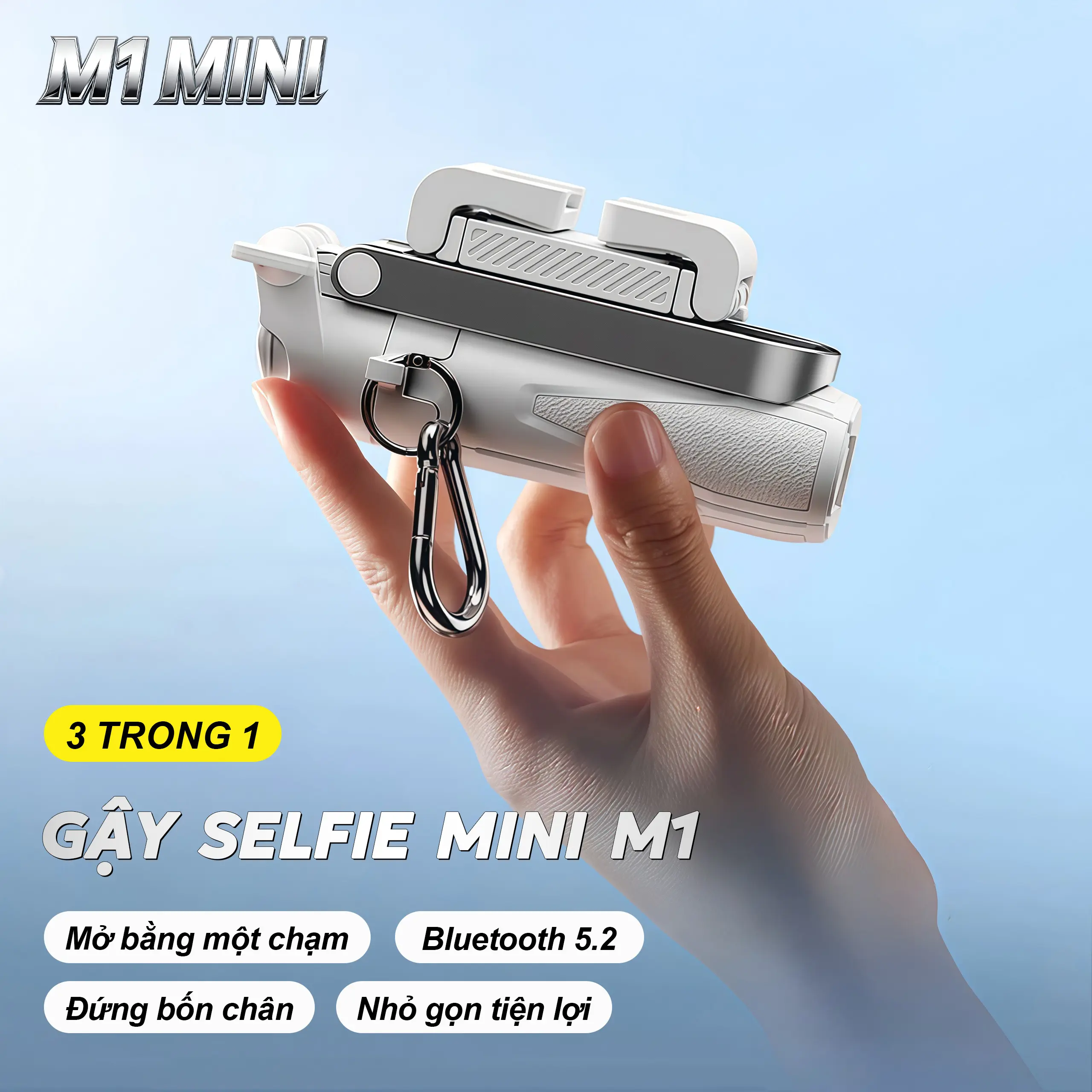 M1 MINI 3 Trong 1 Gậy Chụp Ảnh – Gậy selfie kiêm chân tripod, Tay cầm tiện dụng, Điều khiển Bluetooth không dây, Cho iPhone và Android - 1