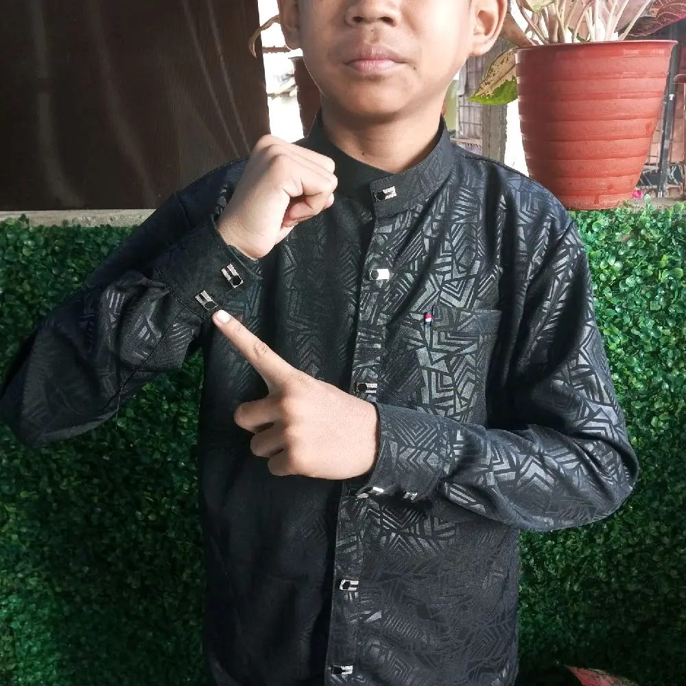 Kemeja Baju sultan Anak  Muslim Slimfit Katun Madinah Fodu - Kancing 5 pcs (Ukuran 13-16) - Panjang
