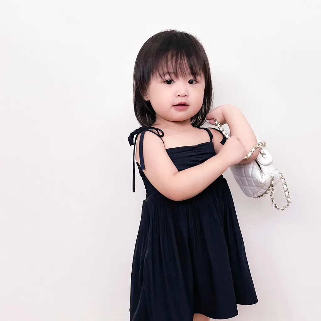 Little Gabbie Pleated Dress in Midnight