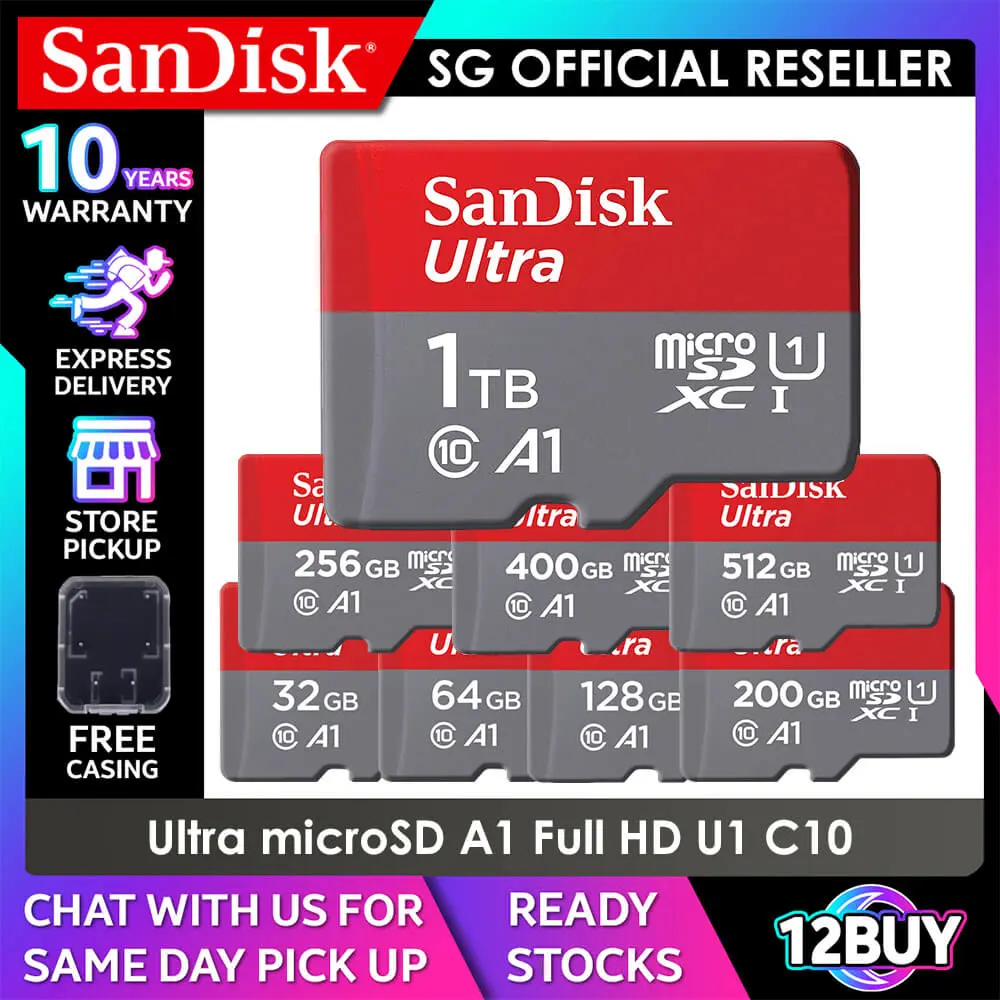 SanDisk Ultra MicroSD Card A1 UHS-I 140MB/s 32GB 64GB 128GB 150MB/s 256GB 512GB 1TB QUA4 QUAB QUAC Micro SD