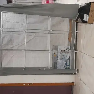 Beli lokal Lemari Pakaian Kain Portable Lemari Baju Kain Anti Debu Rak Tempat Penyimpanan Baju Wardrobe Serbaguna Furniture