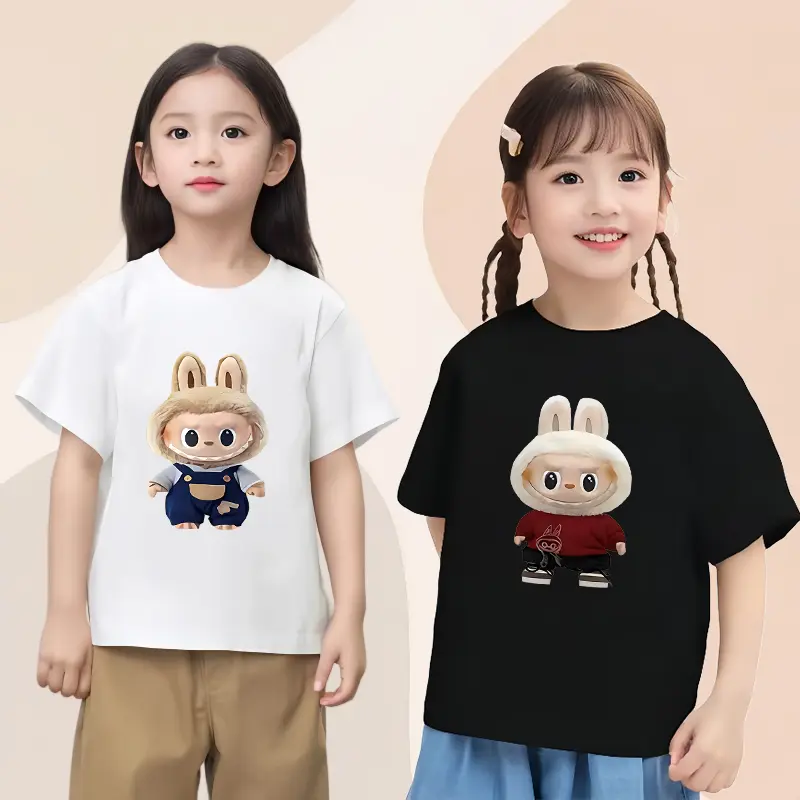 LABUBU children's T-shirt, girls' summer short sleeved sweatshirt, most popular LABUBU printed T-shirt