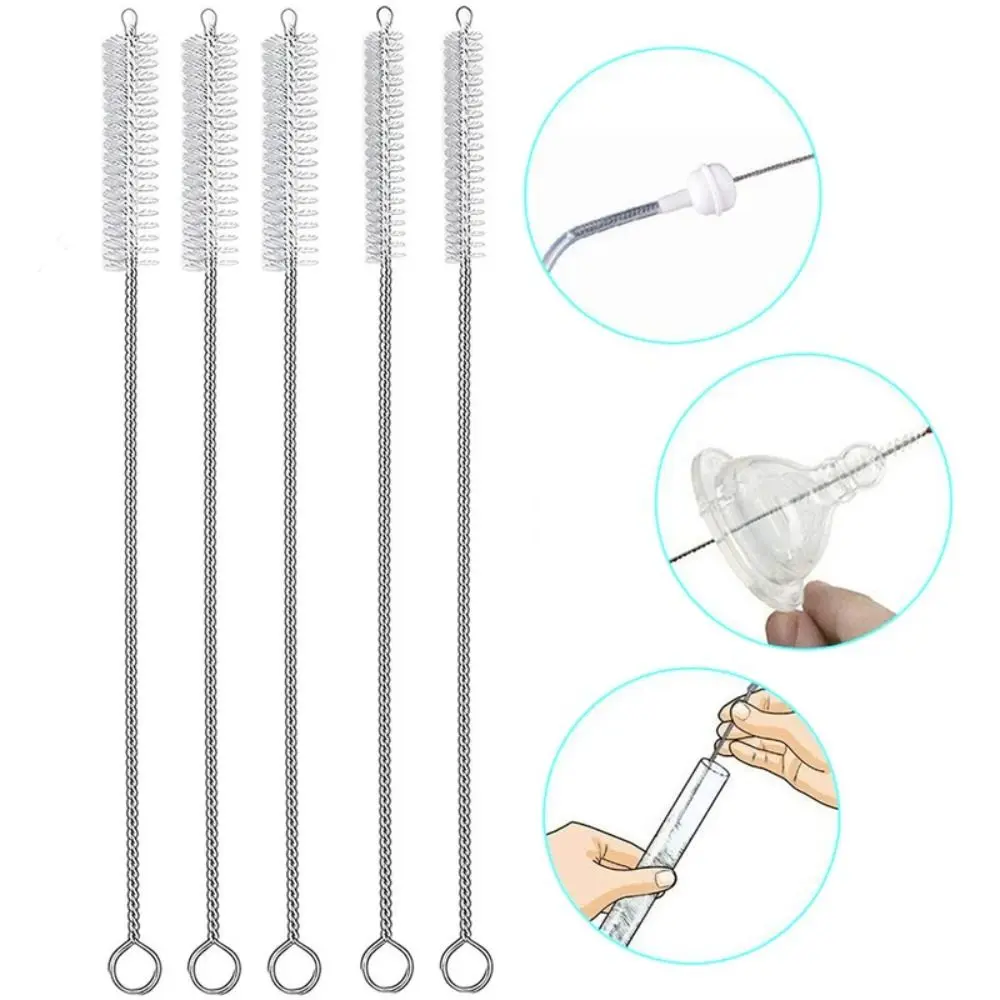 1Pcs Portable Stainless Extended Straw Cleaning Brush Nylon Reusable Straw Soft Hair Bottle Clean Brush Tools