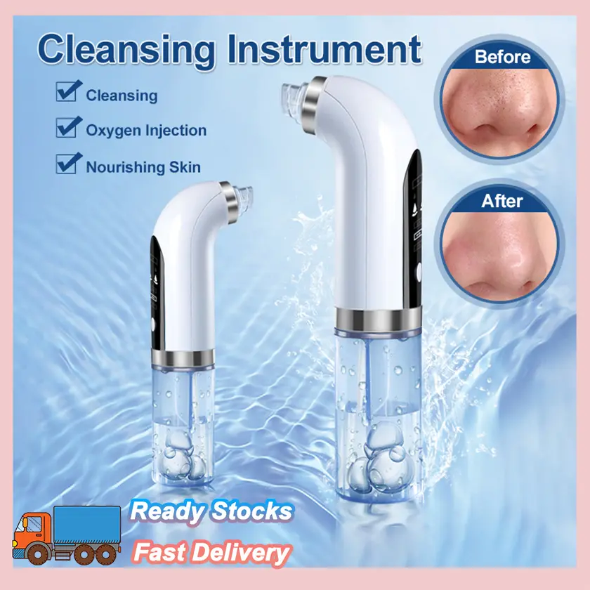 【SG Ready Stock】Electric Bubble Blackhead Remover Small Vacuum Suction Acne Extractor Pores Deeply Cleaning USB Rechargeable Water Cycle Pore Acne Pimple Removal Facial Cleaning Tool with 6 Replacement Heads
