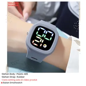 TJ Jam Tangan Pria Wanita LED Digital Rubber Tahan Air Electronic Fashion Couple Anak Remaja RM009 Karet