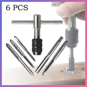 Hand Tap Set M3-M8 plus Gagang Alat Membuat Drat Handtap ALAT TAPING TAP MANUAL