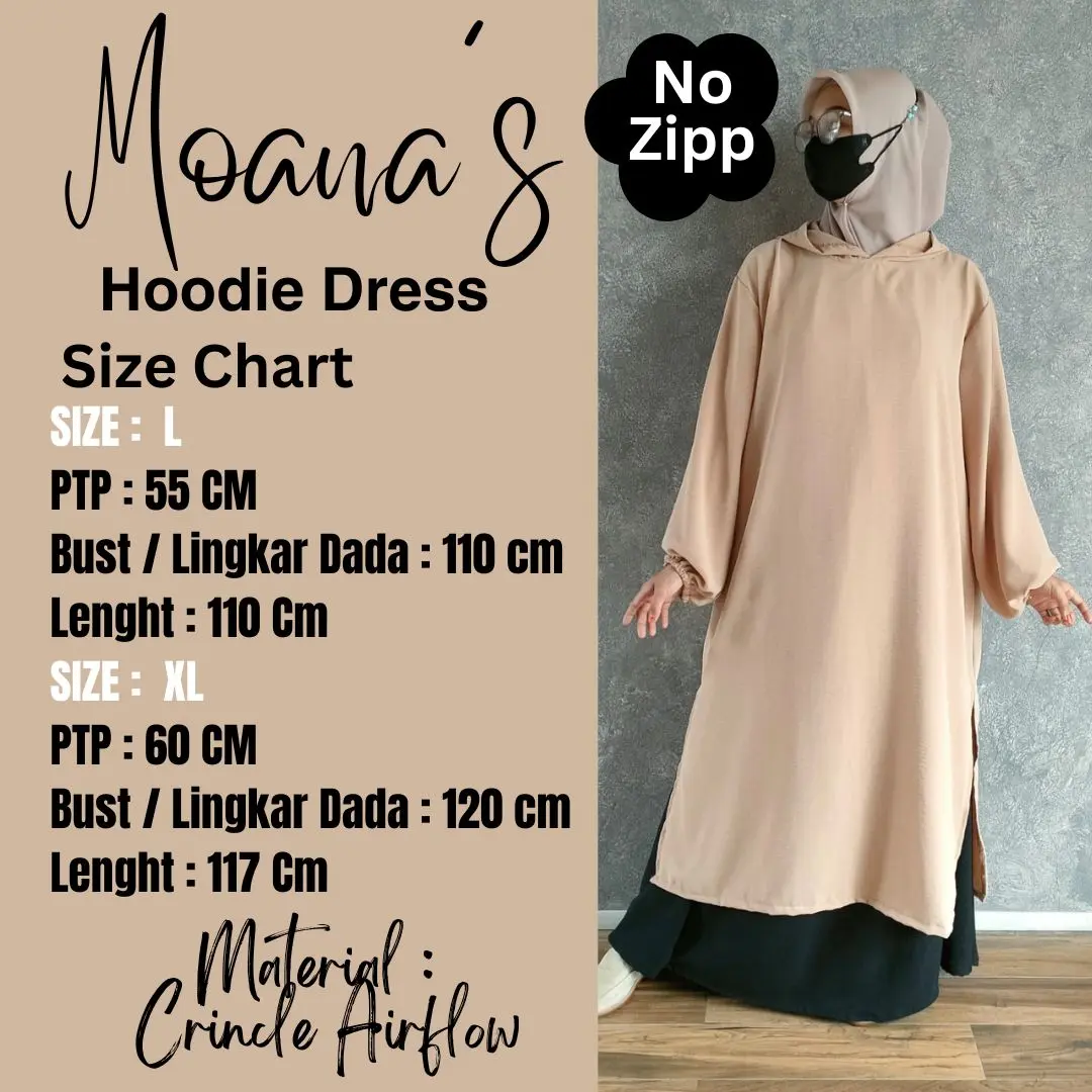 105 - MOANAAAAAA HOODIE DRESS -  Womenswear Comfortable  Light Lightweight