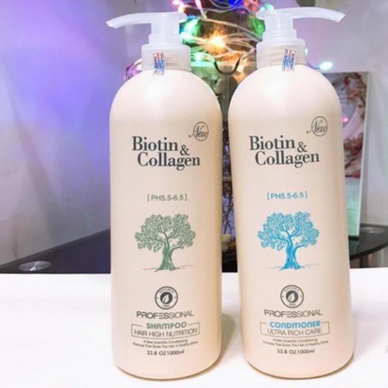 【new】 [ SIÊU SALE ] Cặp dầu gội xả Biotin collagen (Dung tích mỗi chai 1000 ml)  Hàng Chính Hãng