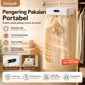 Xooqo6 Mesin Pengering Pakaian Portabel Anti Bakteri 99.99% Pengering Pakaian Lipat Cepat KeringDalam 1 Jam Bisa Gantung 12-20 Baju