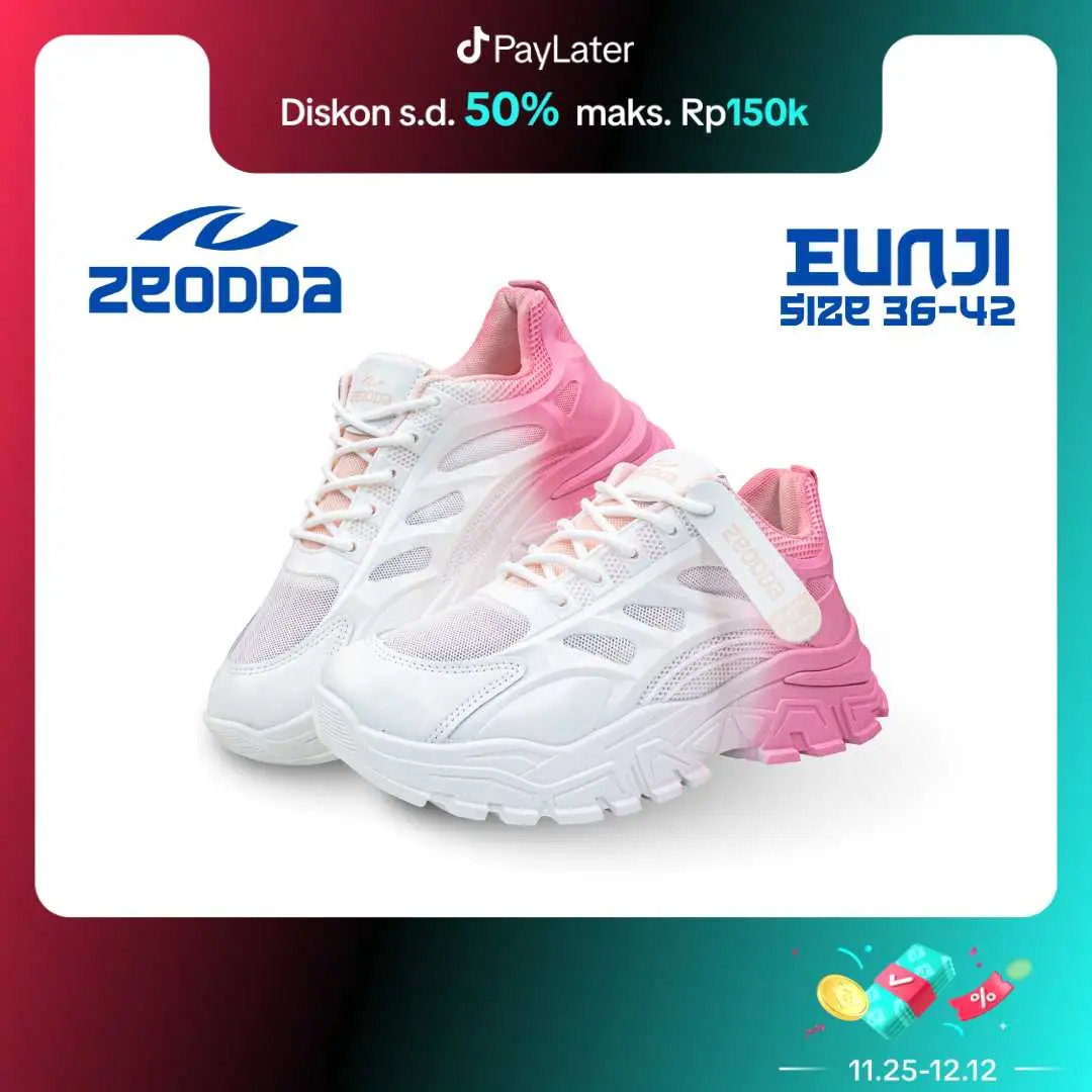 Zeodda Eunji Sepatu Sneakers Sport Sintetis Gradasi Wanita Cewek Korea Fashion Casual Shoes Karet Free Kotak Olahraga Perempuan 1033