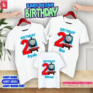KAOS COUPLE FAMILY BIRTHDAY KAOS ULANG TAHUN / TEMA THOMAS / KAOS COUPLE KELUARGA CUSTOM