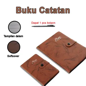 Buku Catatan Kulit + Bolpen – Notebook Elegan Ukuran A5 & A6 dengan Penutup KancingPA-0210 journaling  book kertas  a5 buku  tulis  sidu  sampul  coklat  1  pack buku  tulis  boxy buku  notebook Notebook Kecil Buku Tulis Premium