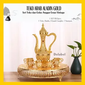 Set Teko Teh Arab Aladdin 8 Buah/Set Teko dan Cangkir Vintage/Set Teko dan Gelas Minuman