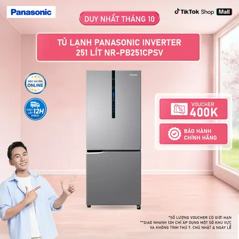 Tủ lạnh Panasonic Inverter 251L NR-PB251CPSV Ngăn đông mềm Ngăn đá dưới