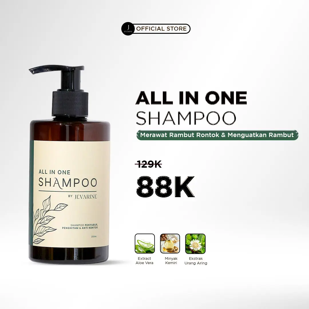 JEVARINE All In One Shampo - Membantu Menyuburkan Rambut , Penghitam dan Anti Rontok GM 1