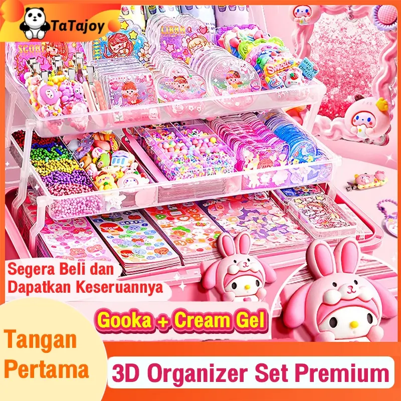 tatajoy Lem Krim Guka Set DIY Deco Lem Krim Stiker Guka DIY Krim Tanah Liat Set Lengkap Alat Guka Tenda Tangan Stiker Dengan Anak Perempuan Dan Mainan Anak-anak Toys Permainan