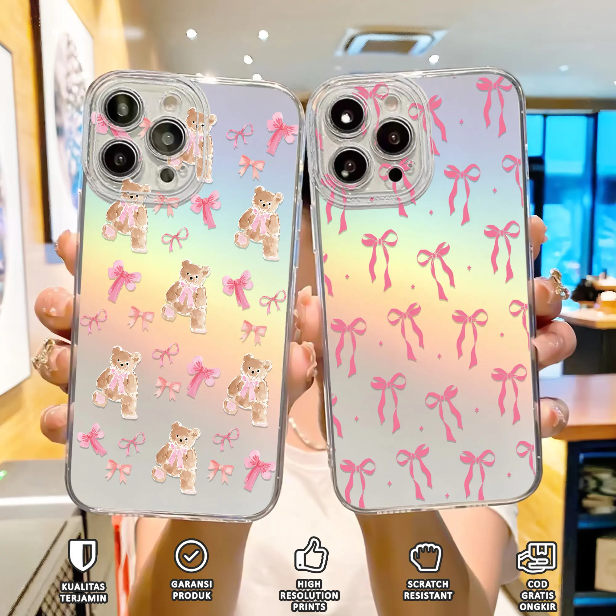 Case Hologram Motif ( PITA PINK ) Casing Hologram Bening Tebal - Clear Case 2MM - Softcase All Type Hp OP** VI*O INF*X RE*LME S*MS*NG IPH*NE X*AOM TECNO ITEL - Sofkes Hp - Kesing Lucu Termurah Viral Handphone