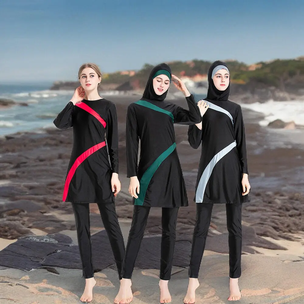 Plus Size Muslimah Swimwear Three-piece set Ｍuslimah Swimsuit