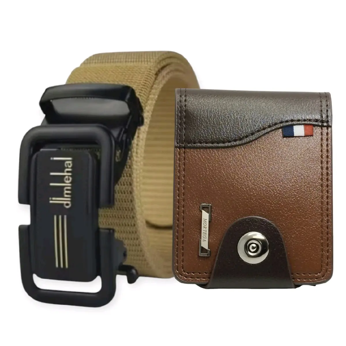 Gesper Sabuk Pria NYLON CANVAS rell Kepala besi 16b Plus Dompet mini kancing
