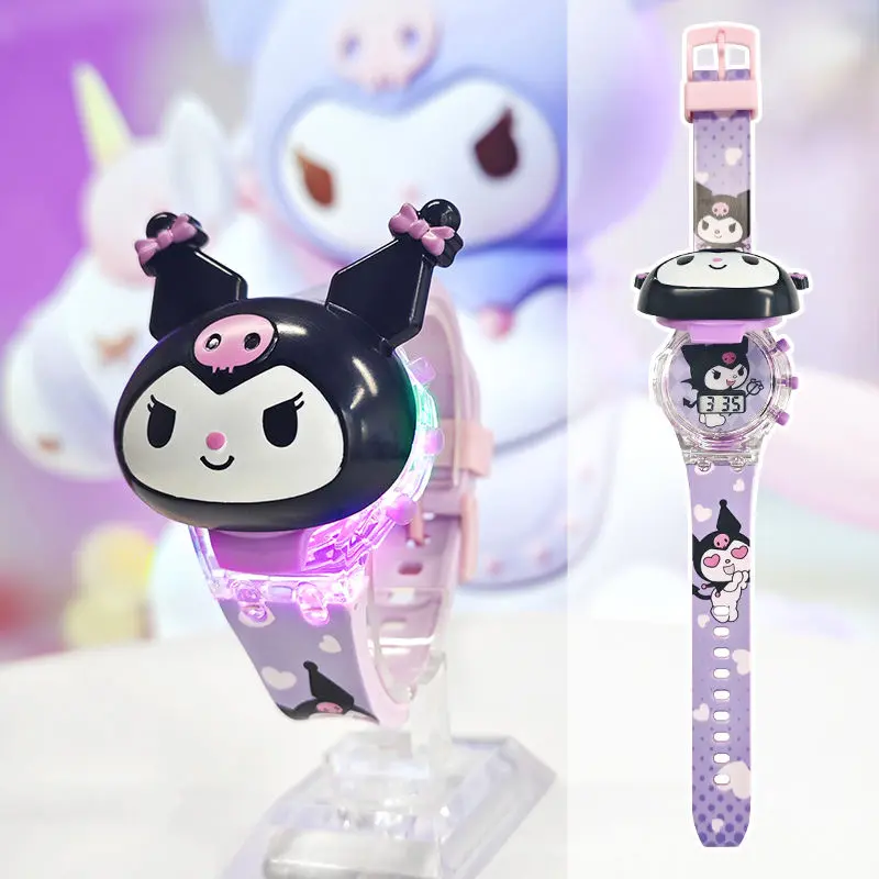 Cartoon Kid's Watch 3D Kuromi Luminous Music Watch Melody Cinnamorol Watches for Boys Girls with Flash Lights