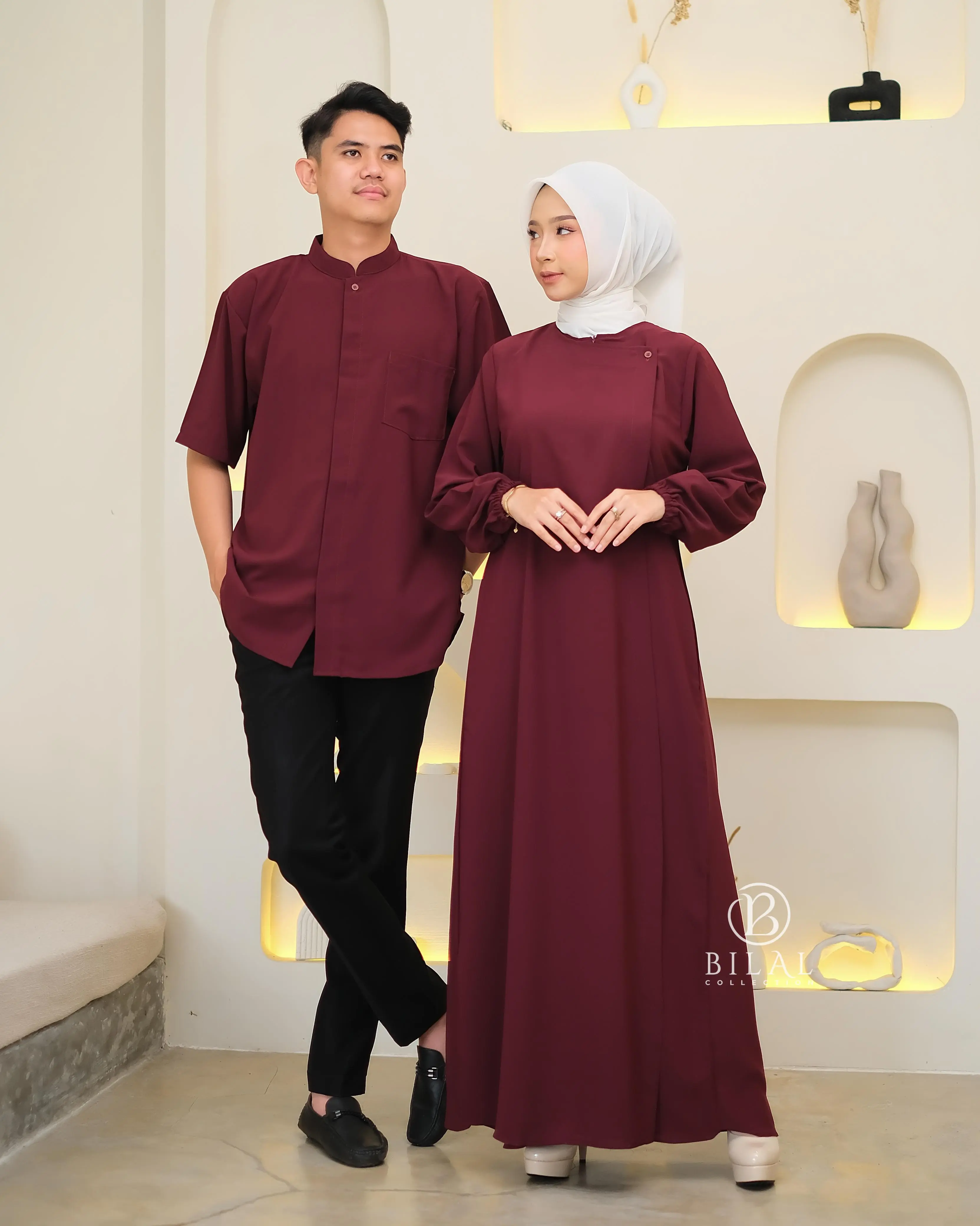 Dress Maryam Couple Baju Sarimbit Pasangan Bahan Sabrina Koko Kemeja Gamis Muslim