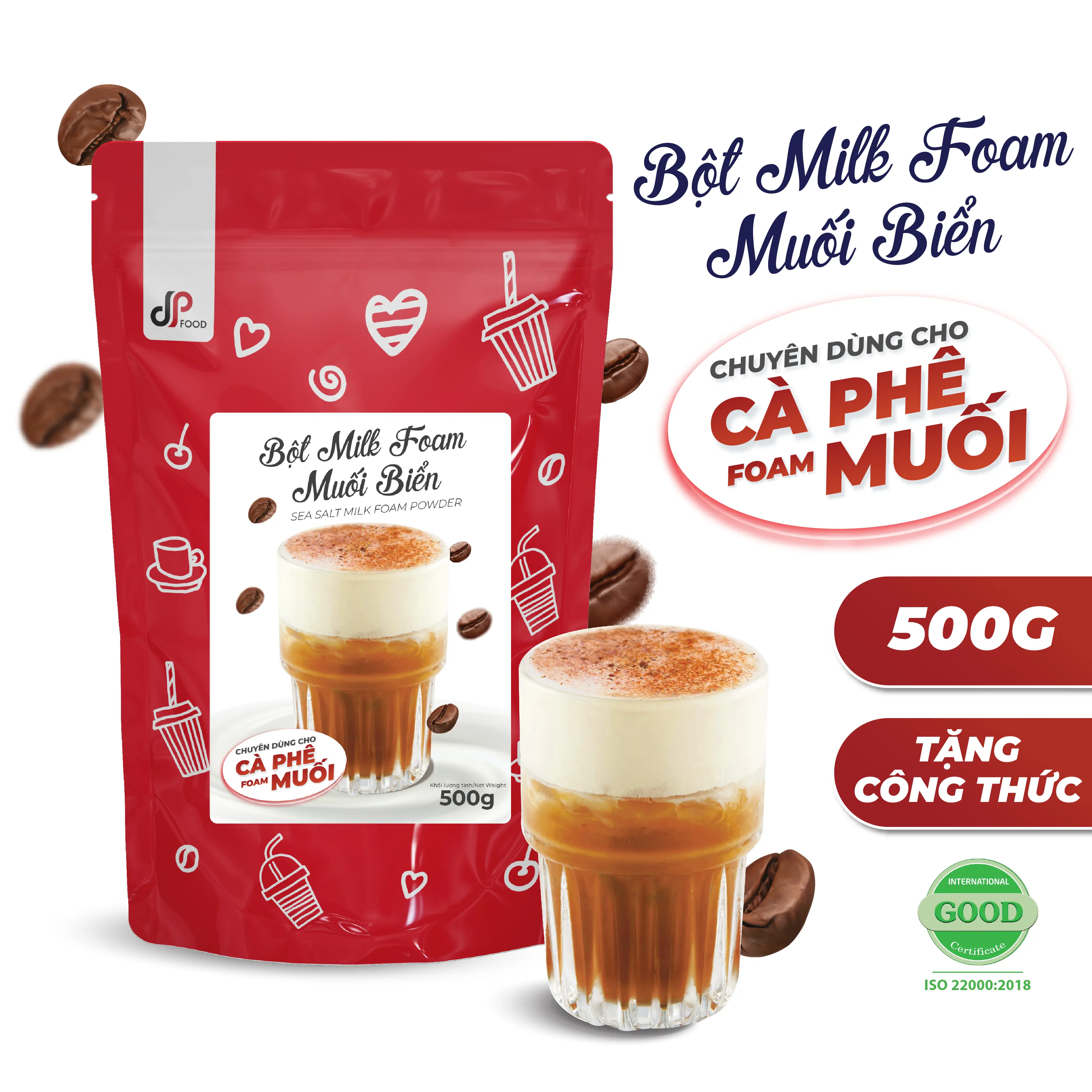 Bột Milk Foam Muối Biển - Chuyên Dùng Cho Cà Phê Muối - Gói 500G - Tiện Lợi, Dễ Làm, Nhanh Chóng, Tiết Kiệm Cafe Coffee