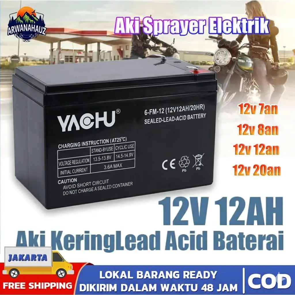 (COD) Aki Kering Original 12V 12AH / Aki Sprayer Elektrik 12v 12ah / Aki Battery12V 8Ah / Aki Kering Sprayer Elektrik 12V 8AH / aki mobil mobilan anak / aki tangki semprot elektrik / Aki Sprayer Elektrik / Baterai Alat Semprot Hama / aki mobil mainan Car