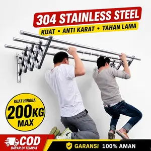 Rak Jemuran Dinding Lipat Stainless Steel 304 Anti Karat Tebal dan Kuat, tahan beban hingga 200KG,Rak Jemuran Dinding Premium Anti Karat Bisa Lipat Hemat Ruang