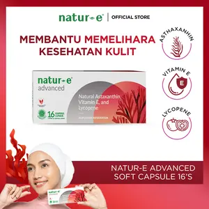 Natur-E Advanced Soft Capsule 16s - Suplemen Kecantikan Vitamin E dan Natur E Astaxanthin - Membantu Memelihara Kesehatan Kulit